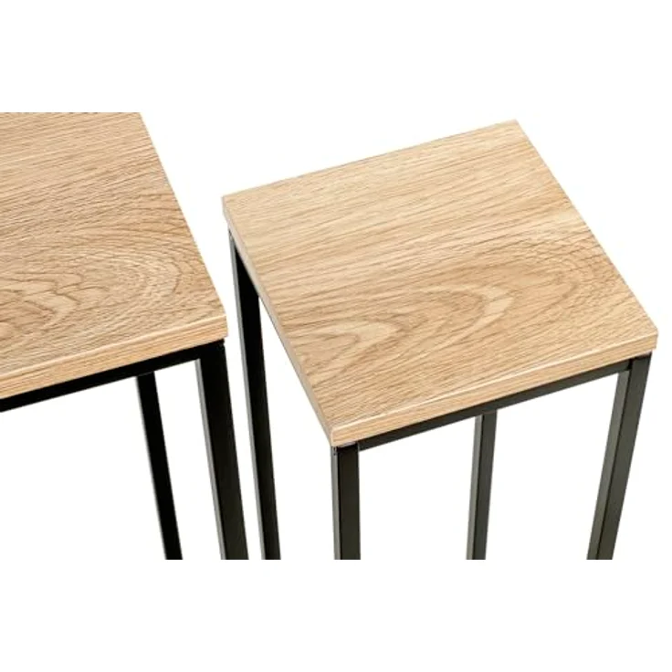 HAKU Blumenständer Haku Blumenständer / Blumensäule 2er-Set schwarz-eiche, elegantes Design aus Stahlrohr und Eiche-Dekor – Bild 7