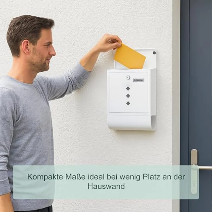 relaxdays Briefkasten mit Zeitungsfach, weiß, modernes Design aus pulverbeschichtetem Eisen, inkl. Zylinderschloss und Sichtfenster – Bild 3
