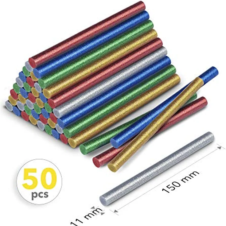 TROTEC 50 Stück Heißklebestifte 11mm Glitzer - Klebstoff für 11mm Heißklebepistole Heißkleber Sticks Klebestifte – Bild 2