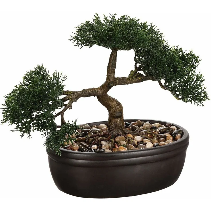 Atmosphera Créateur d'intérieur Bonsai Kunstpflanze, 23 cm hohe künstliche Zierpflanze aus strapazierfähigem Kunststoff, realistisch und farbecht