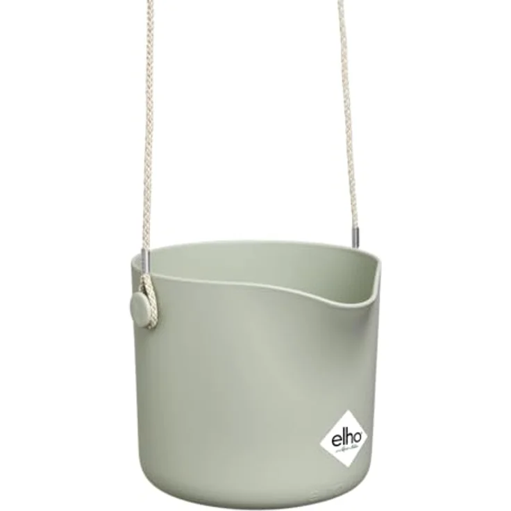 elho B.for Swing 18 - Blumentopf Hängend - Übertopf für Innen - 100% recyceltem Plastik - Ø 18.0 x H 16.5 cm - Grün/Steingrün – Bild 1
