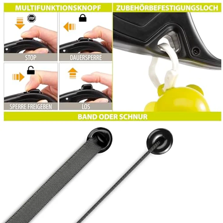 Ferplast Hundeleine Flippy ONE, Rollleine für mittelgroße Hunde bis 25 kg, ausziehbares Gurtband bis 5 m, ergonomischer Knopf, hellblau – Bild 2