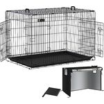 VOUNOT Hundekäfig Klappbar mit Abdeckung, Hundebox Auto Hundetransportkäfig mit Doppeltüren, 2 Transportgriffen & Bodenschale, XXL 122 x 75 x 81 cm, Schwarz