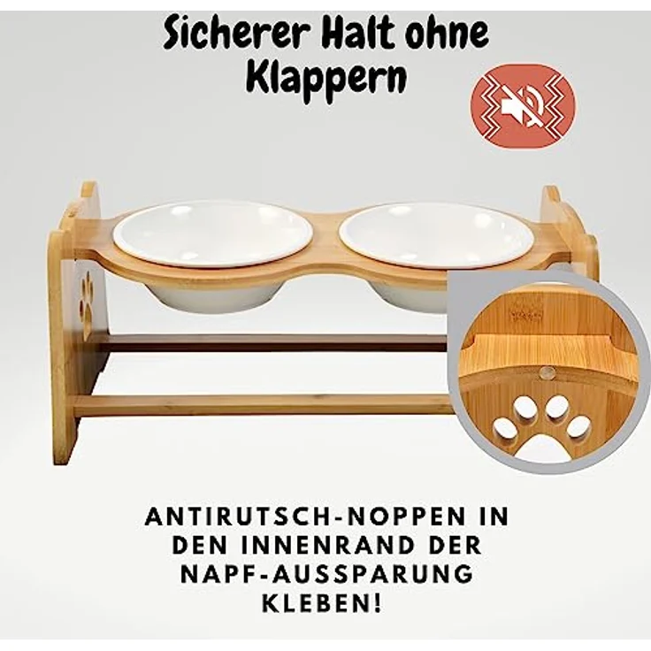 Premium Hundenapf Keramik höhenverstellbar, 1200ml pro Napf, Perfekter Futternapf für Ihren Hund, ideal für große Hunde, Näpfe mit Futterstation aus Bambus - Preisvergleich – Bild 4
