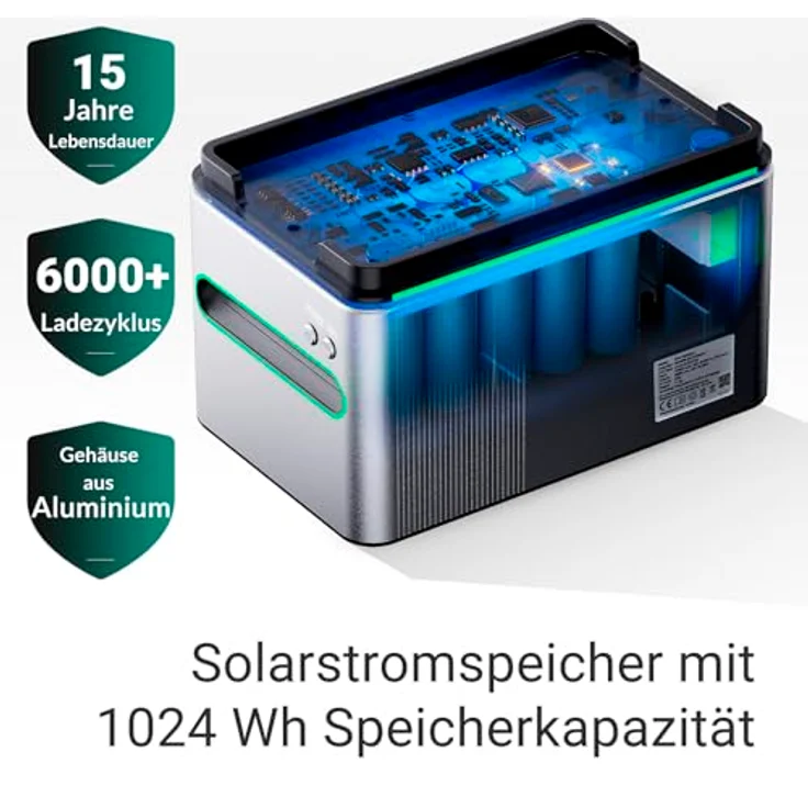 SUNSHARE Ray Lite 400W Balkonkraftwerk Set, 1 kWh Stromspeicher, Plug-&-Play Installation, Halterung für Balkongeländer, Silber – Bild 8