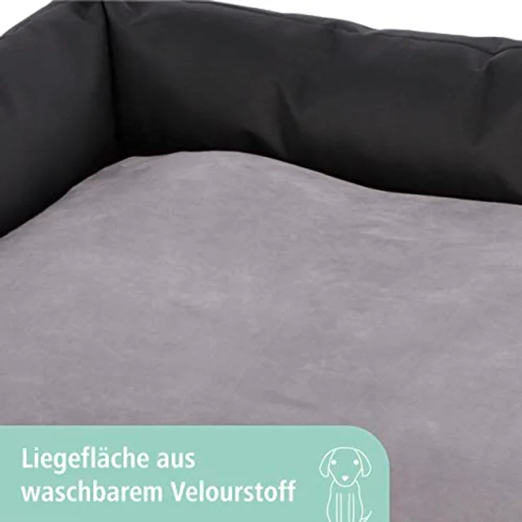 Kerbl Pet Hundebett / Hundekissen für Kofferraum, Gepolsterte Liegefläche waschbar, Schutz vor Schmutz & Kratzern, Mit Stoßstangenschutz Schwarz/Grau, 80L x 60B x 15D cm – Bild 5