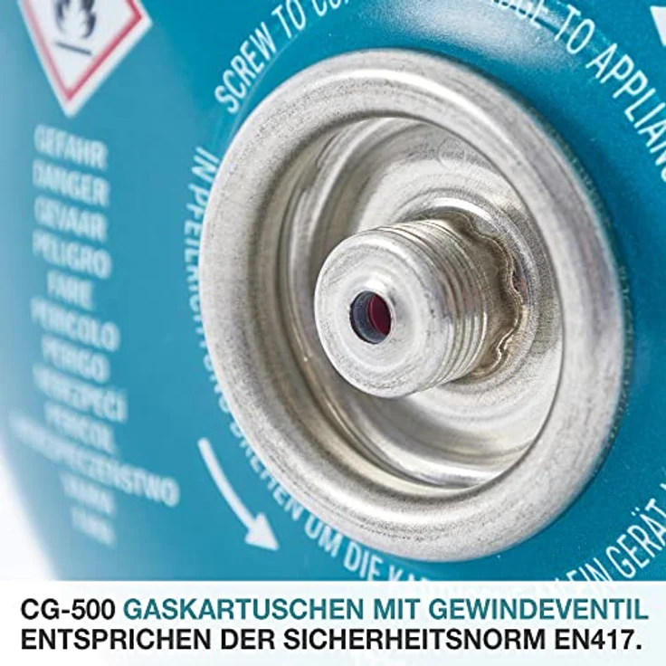 TOM Gaskartuschen CG-500, 8 x 500g Butan Propan Gas mit Sicherheits-Schraubventil – ideal für Campingkocher und Outdoor-Aktivitäten – Bild 3