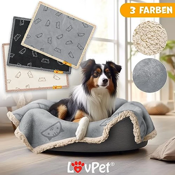 Lovpet® wasserdichte Hundedecke, Fleece Haustier Decke Katzendecke + 3X Kauknochen, für mittelgroße und große Hunde, Katzen, 152 x 127 cm, XL, maschinenwaschbar, beidseitiger Sofabezug-Schutz Grau – Bild 3