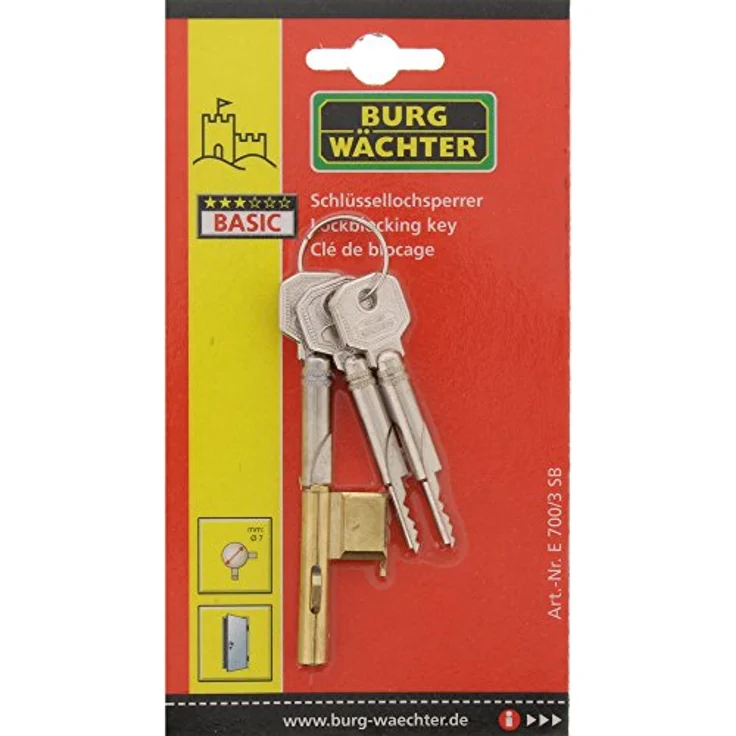 BURG-WÄCHTER Schlüssellochsperrer für Einsteckschlösser, E 700-3 SB, 04501, Inkl. 3 Schlüssel – Bild 5