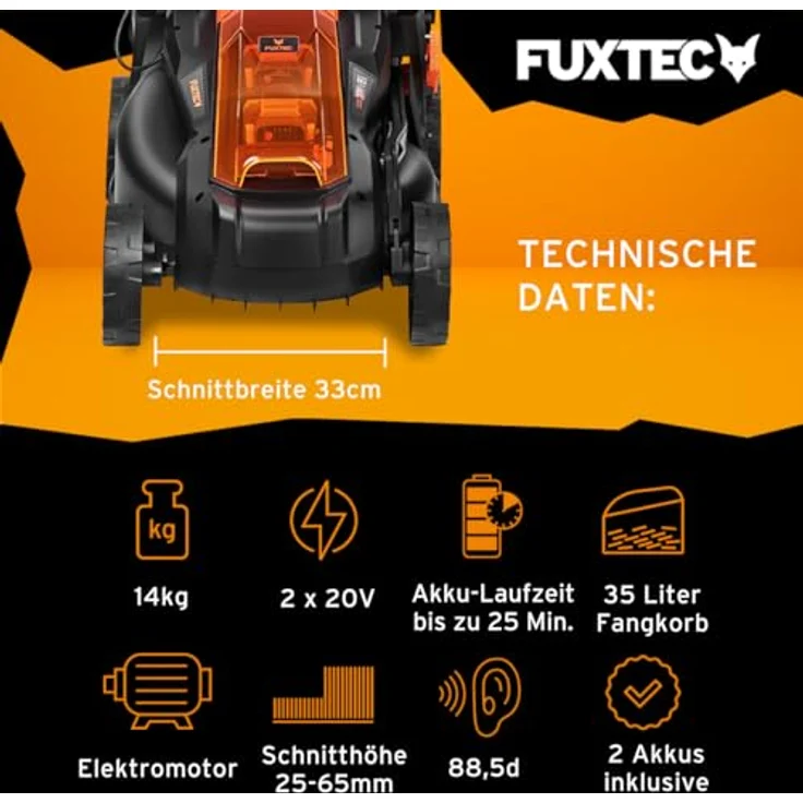 FUXTEC 20V Akku Rasenmäher ohne Akku-Ladegerät FX-E1RM20 – Bild 3