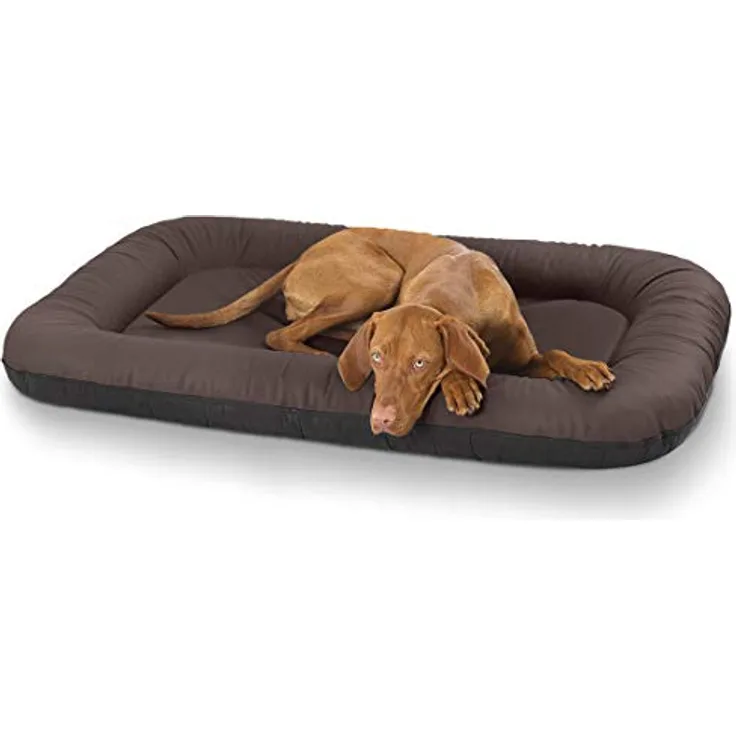 Knuffelwuff Hundebett Jerry Kunstleder Hundekorb Hundesofa Hundekissen Braun XXXL 140 x 105, Wasserabweisend, Leicht zu Reinigen, Rutschfester Unterboden