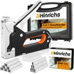 Hinrichs Handtacker im Koffer, 3-in-1 Holztacker mit Klammern und Nägeln, Schwarz/Chrom