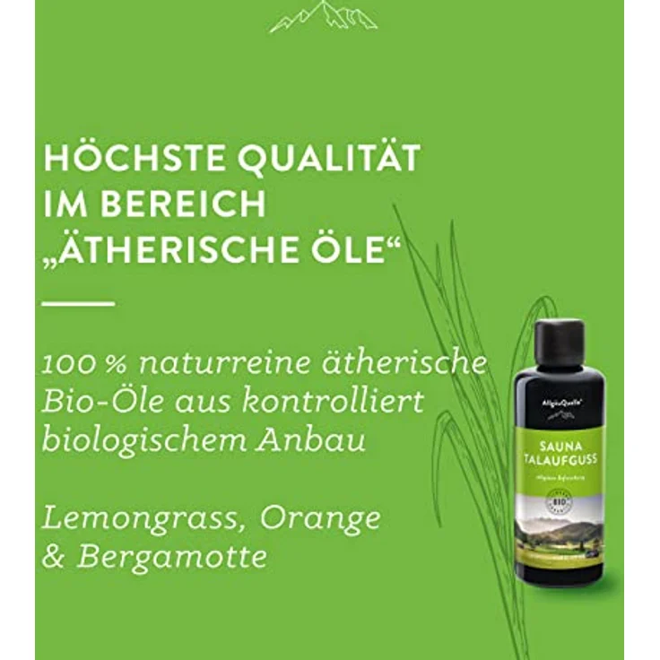 Allgäuquelle Sauna-Aufgussset Bio Talaufguss mit naturreinen Ölen, 100ml, Lemongrass, Orange und Bergamotte – Bild 2
