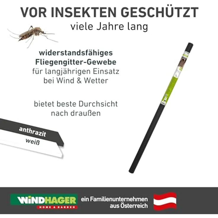 Windhager Moskitonetz, Insektenschutzgitter, UV-beständig und reißfest, BxH: 100x250 cm – Bild 6