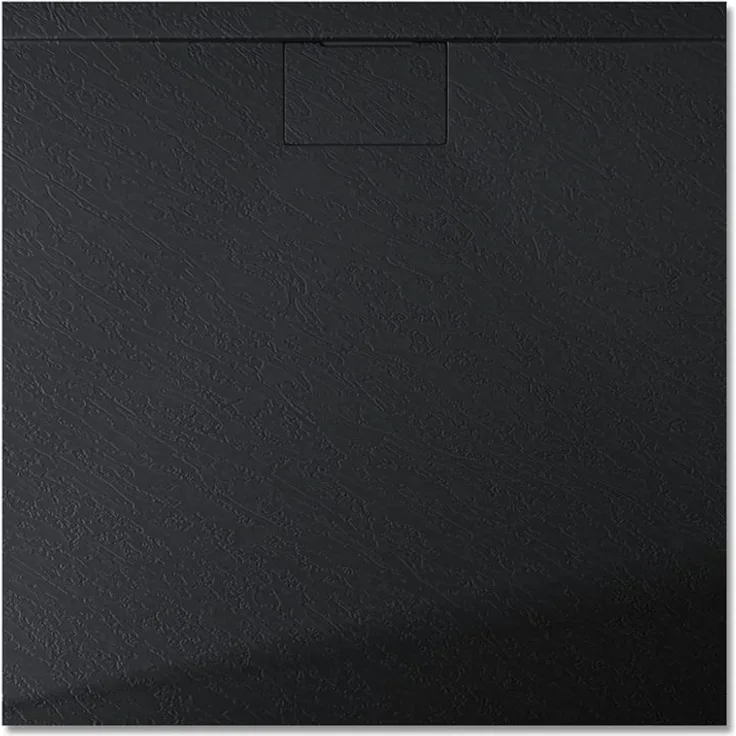 doporro Duschwanne Duschtasse flach Mineralguss DIN-Anschlüsse Boden Geoma07, Quadratisch, weiß