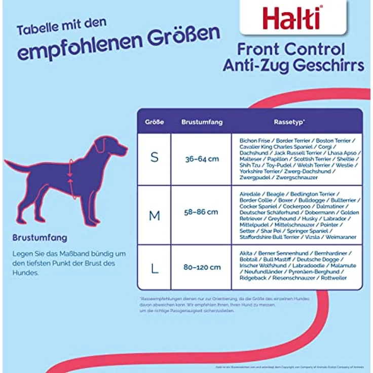 HALTI Front Control Anti-Zug Geschirr, Größe Mittel - Verhindert, dass Ihr Hund an der Leine zieht, Kontrollieren Sie Ihren Hund sanft über den Brustbereich, Einfache Anpassung und Benutzung – Bild 3