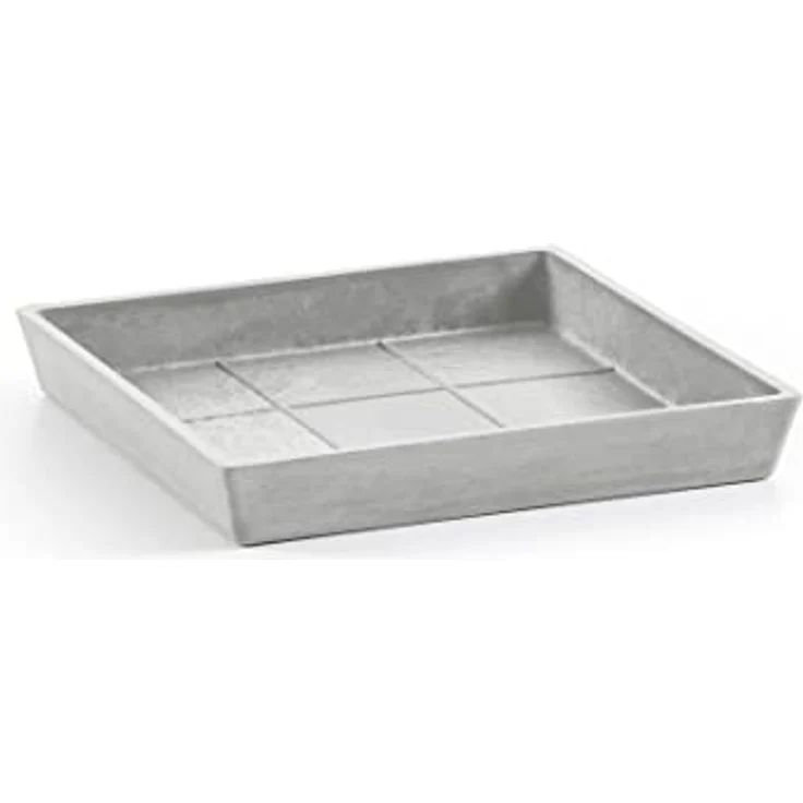 Ecopots Rotterdam Kasten-Untersetzer, quadratisch aus Kunststoff, 38,5 x 38,5 x 3,4 cm, in Weißgrau – Bild 1