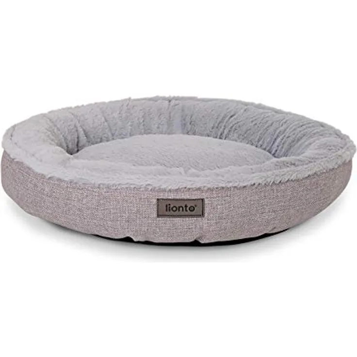 lionto Rundes Hundebett Hundekissen Hundesofa Katzenbett Donut, 65 cm Ø grau
