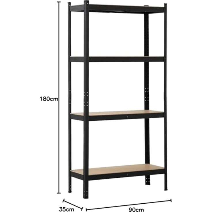 SCHULTE Regalwelt Schwerlast-Steckregal, 4 Böden à 150 kg Traglast, schwarz, 180 x 90 x 35 cm – Bild 2