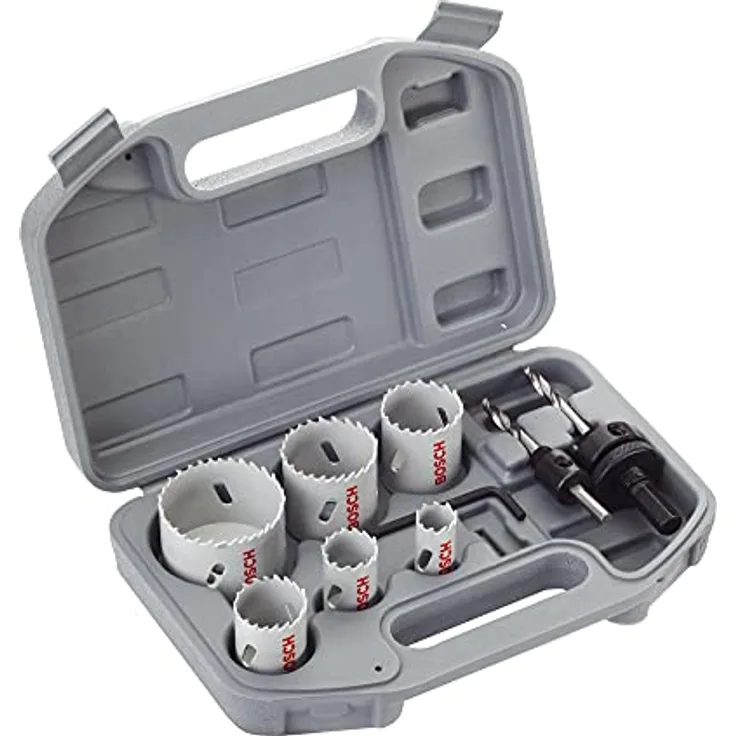 Bosch 9tlg. Lochsägen-Set HSS-Bimetall Universal (Metall, Holz, Kunststoff, Ø 24/ 27/ 32/ 35/ 40/ 52 mm, Zubehör Schlagbohrer)