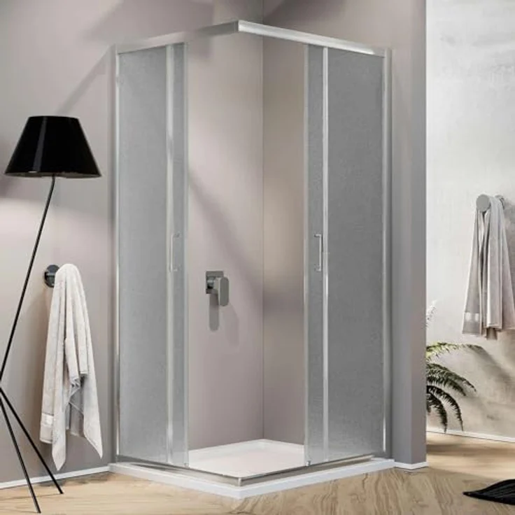 Eckeinstieg Duschkabine Rechteckig 120x90 H185 Satiniert 6mm Glas Mod. Ready – Bild 5