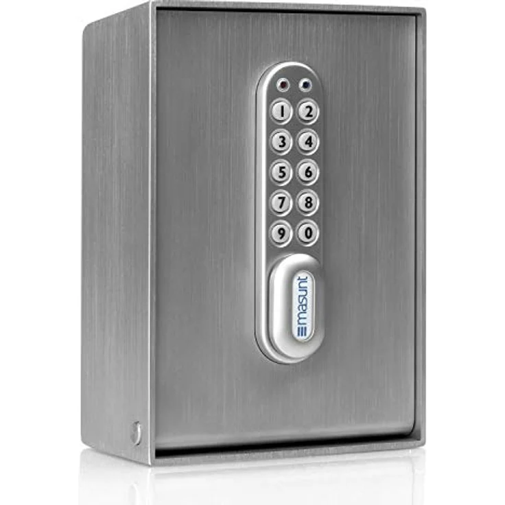masunt Schlüsseltresor 2120 E Code | Elektronischer Schlüsselsafe aus massivem V2A Edelstahl | Online-Codevergabe aus der Ferne | maximale Sicherheit | wetterfest | Silber – Bild 1