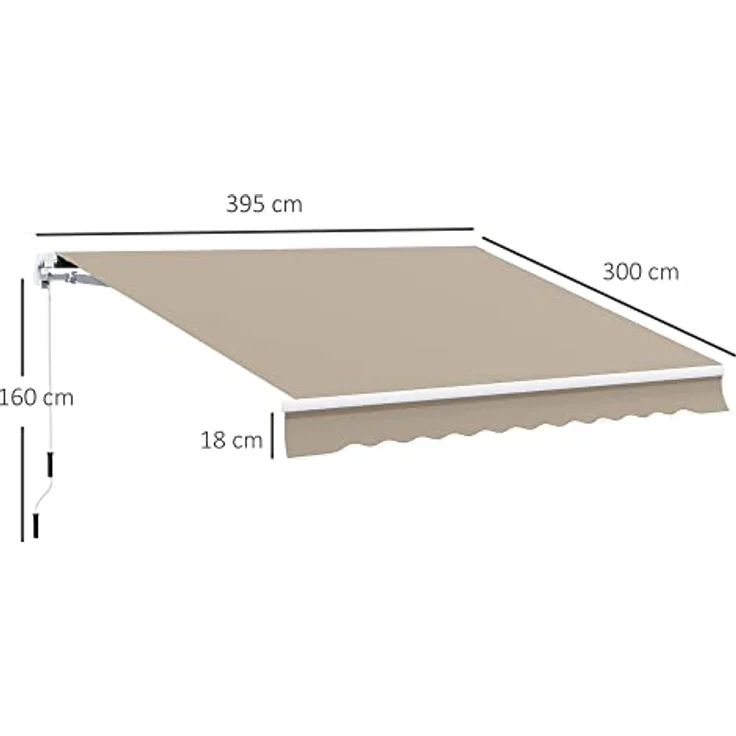 Outsunny Markise Alu-Markise Gelenkarmmarkise Markise 3,95m Sonnenschutz Balkon Beige – Bild 5
