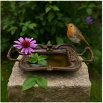 HTI-Living Vogeltränke aus Metall, rustikale Futterstelle in Rostoptik, 28,5 x 5 x 18 cm, antik nostalgisches Design