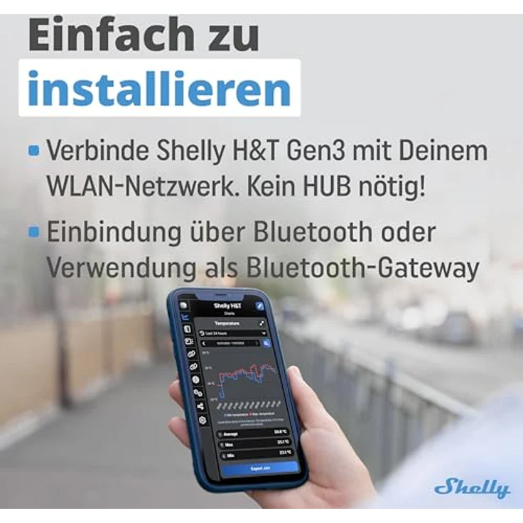 Shelly H&T Gen 3 Ivory, Thermometer und Hygrometer zur präzisen Raumklimakontrolle, Weiß – Bild 3