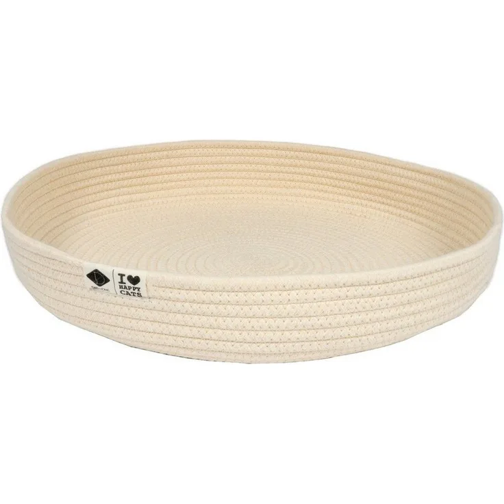 D&D Tierkorb Katzenkorb "Jess", flach und rund aus Baumwollgeflecht, beige, Maße 45 x 45 x 7 cm