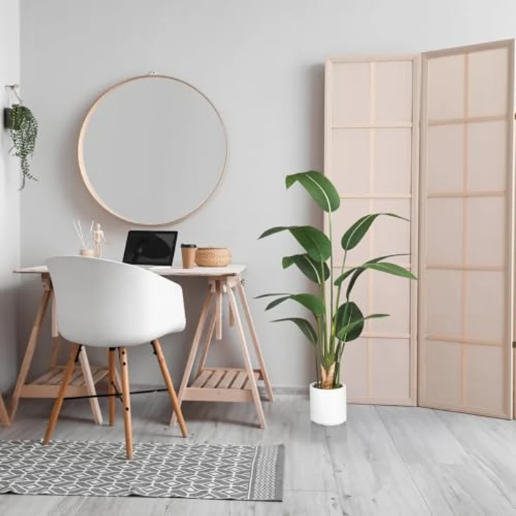 hjh OFFICE Kunstpflanze Paradiesvogel 150cm groß Strelitzia Künstliche Tropische Palme im weißen Topf, geeignet für Innenbereich – Bild 4