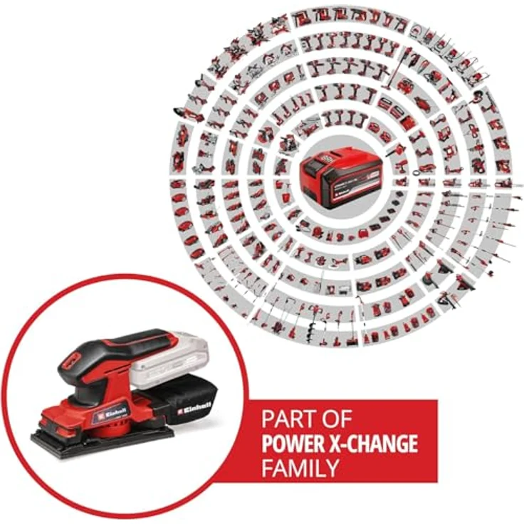 Einhell Akku-Schwingschleifer TC-OS 18/187 Li-Solo Power X-Change PXC (18V, Li-Ion, 187x97 mm Schleiffläche, 24000 (1/min), Micro-Klett, 2mm Schwingkreis, inkl. 1x Schleifpapier, ohne Akku und Ladegerät) – Bild 2