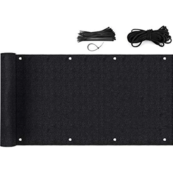 Balkonsichtschutz Balkonabdeckung HDPE 220g-m², Schwarz, 90 x 300cm – Bild 2
