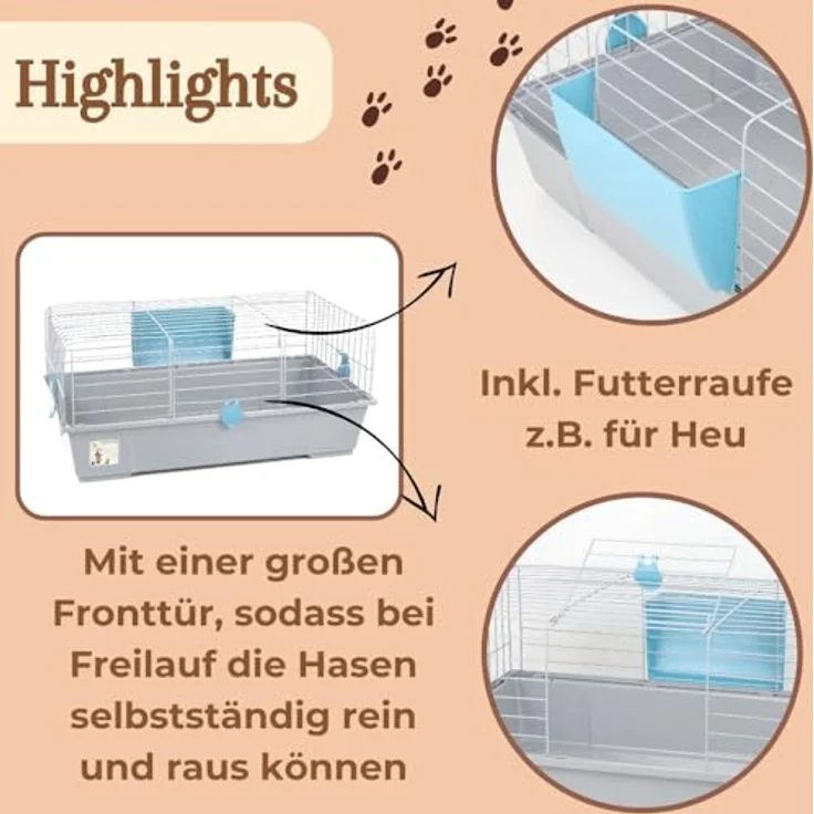 GarPet Kaninchenkäfig innen Indoor Hasenkäfig Meerschweinchen Käfig Hasenstall Kaninchenstall Nagerkäfig – Bild 4