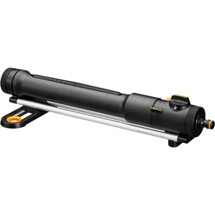 Fiskars Comfort Oszillierender Regner S-L, Sprinkler für 300-500 m², Schwarz/Orange, inkl. Filter und Düsenreinigungswerkzeug