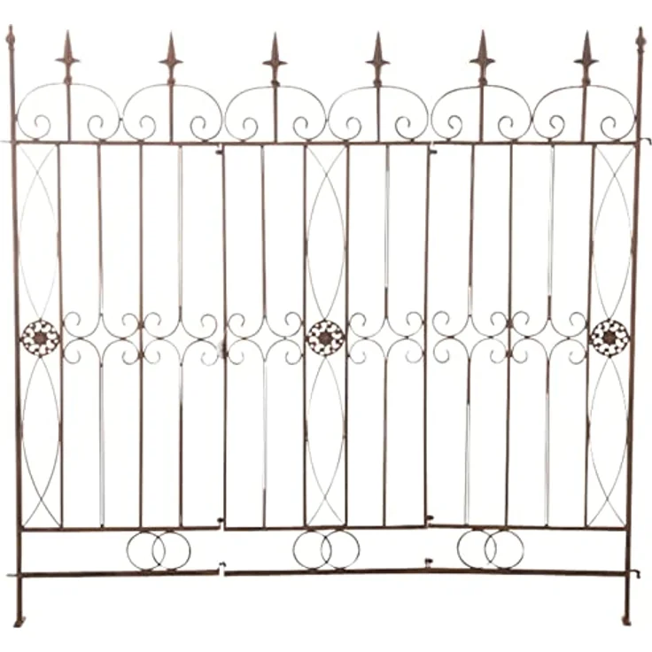 CLP 4er Set Eisen-Gartenzäune Mangold I Individuelle erweiterbare Rankzäune I Rankgitter im Landhausstil, Farbe:antik braun – Bild 2