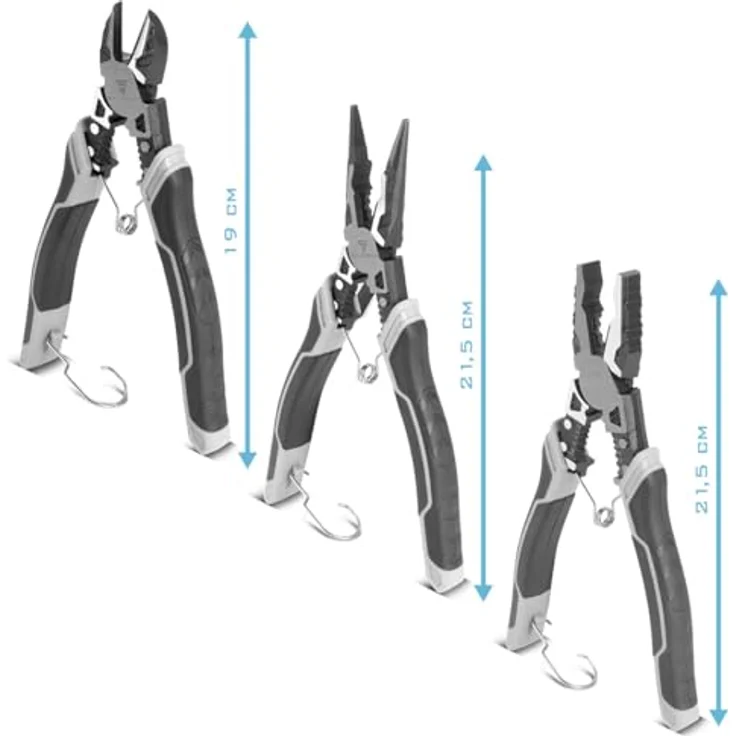 STAHLWERK Zangen 3er Set, Kombizange, Seitenschneider und Flachrundzange aus Chrom-Vanadium, ergonomische gummierte Griffe, 7 Jahre Garantie – Bild 2