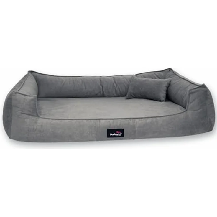 tierlando Orthopädisches Hundebett Bruce Velours Abnehmbar Waschbar Mittelgroße Große Hunde L XL Hundesofa Hundekorb Viereckig Größe: 130x100cm | Grau – Bild 2