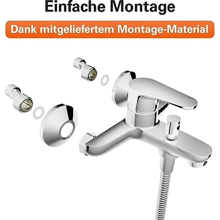 EISL Badewannenarmatur, Mischbatterie Chrom mit Brauseanschluss, Wasserhahn Badewanne mit Umsteller zwischen Wanneneinlauf und Brause, Einhebelmischer NI023CALCR, Claudio Wannenarmatur – Bild 5