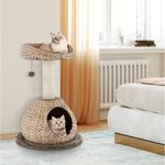 KOMFOTTEU Kratzbaum Katzenbaum, mit Sisal-Stützpfosten, Dunkelbraun