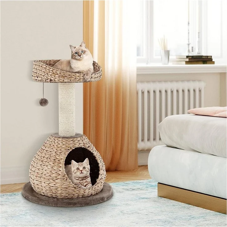 KOMFOTTEU Kratzbaum Katzenbaum, mit Sisal-Stützpfosten, Dunkelbraun