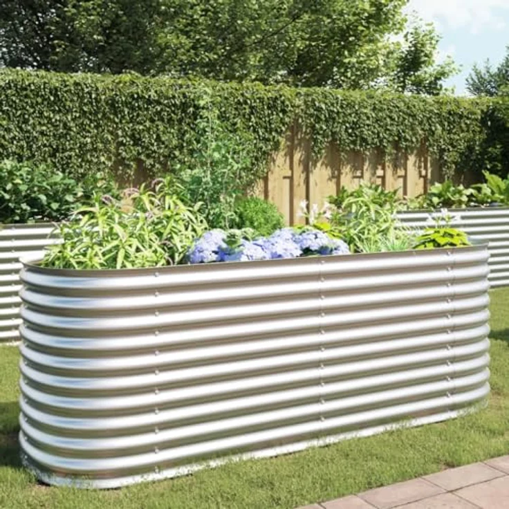 vidaXL Garten-Hochbeet 240 x 80 x 81 cm Verzinkter Stahl Silbern – Bild 2