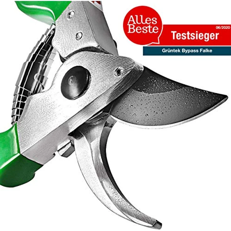 GRÜNTEK Gartenschere FALKE Teflon Baumschere, Klinge aus japanischem SK5 Stahl, Bypass Pflanzenschere 215 mm Secateurs, Ergonomische Garten-Pflanzen-Blumenschere, grün – Bild 2