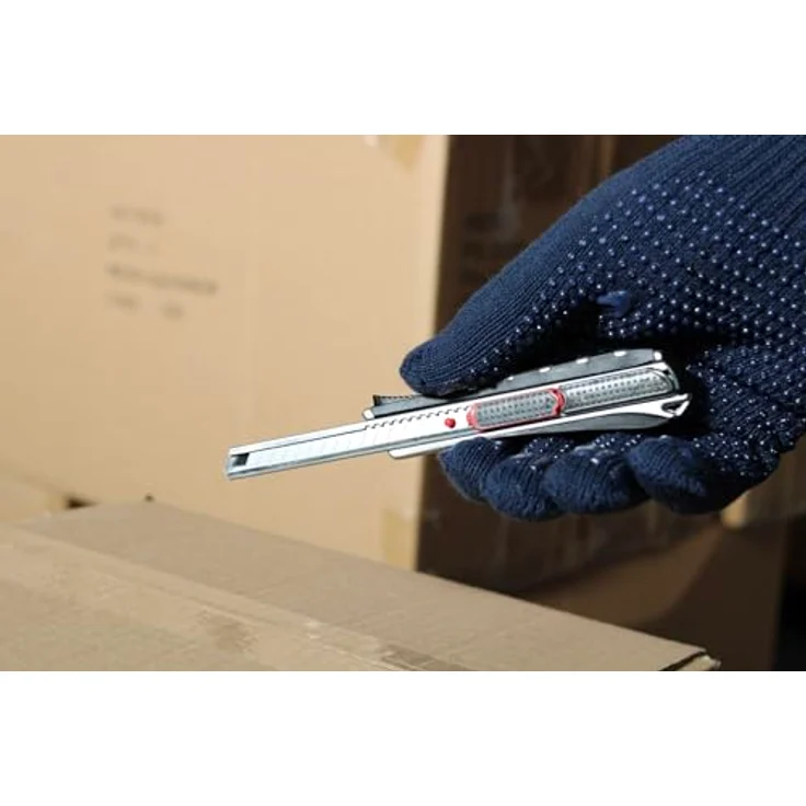 Wedo 787009 Safety Cutter 2-in-1, 9 mm, automatischer Klingenrückzug, Rasterautomatik, integrierte Abbrechhilfe, silber-schwarz – Bild 2