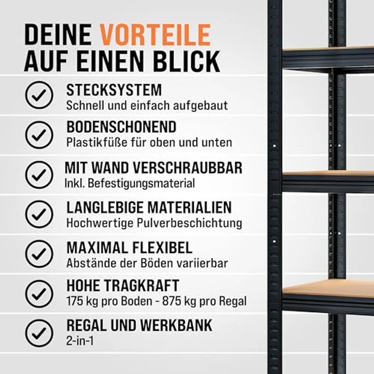 Monzana Schwerlastregal Kellerregal Steckregal Werkstattregal Lagerregal Regal – Bild 6