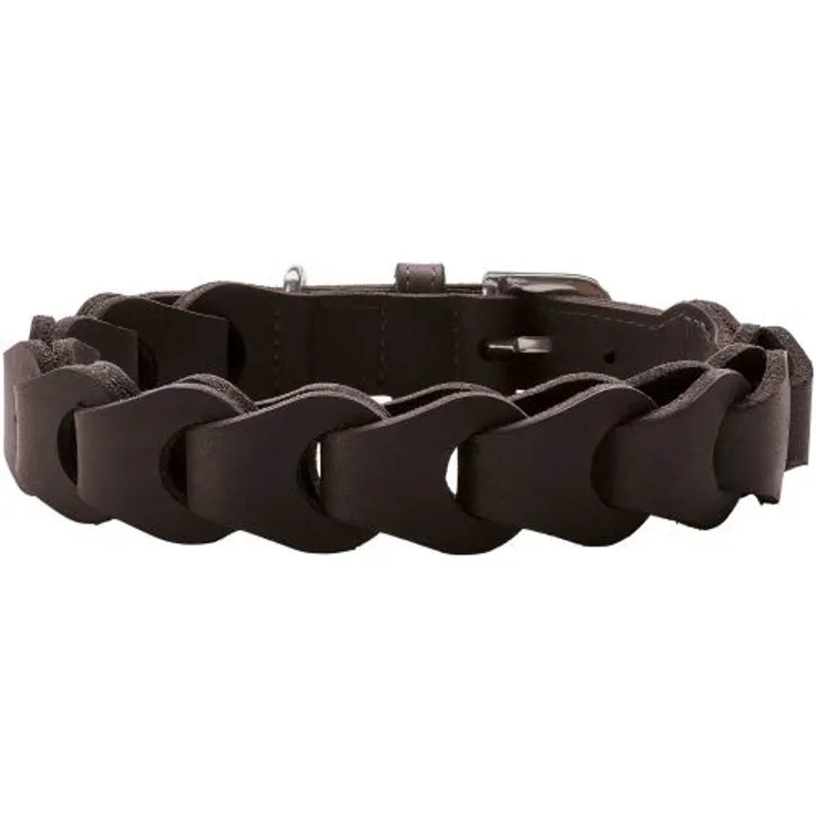 HUNTER SOLID Education Chain Hundehalsband, Rindsleder, 50 (S-M), Dunkelbraun