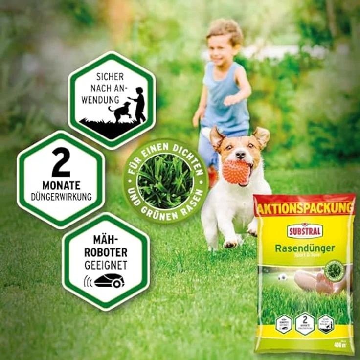 Substral Premium Rasendünger Sport & Spiel, Langzeitwirkung für 400 m², 10 kg, kräftiges Grün, sichere Anwendung ohne Verbrennungsgefahr – Bild 5