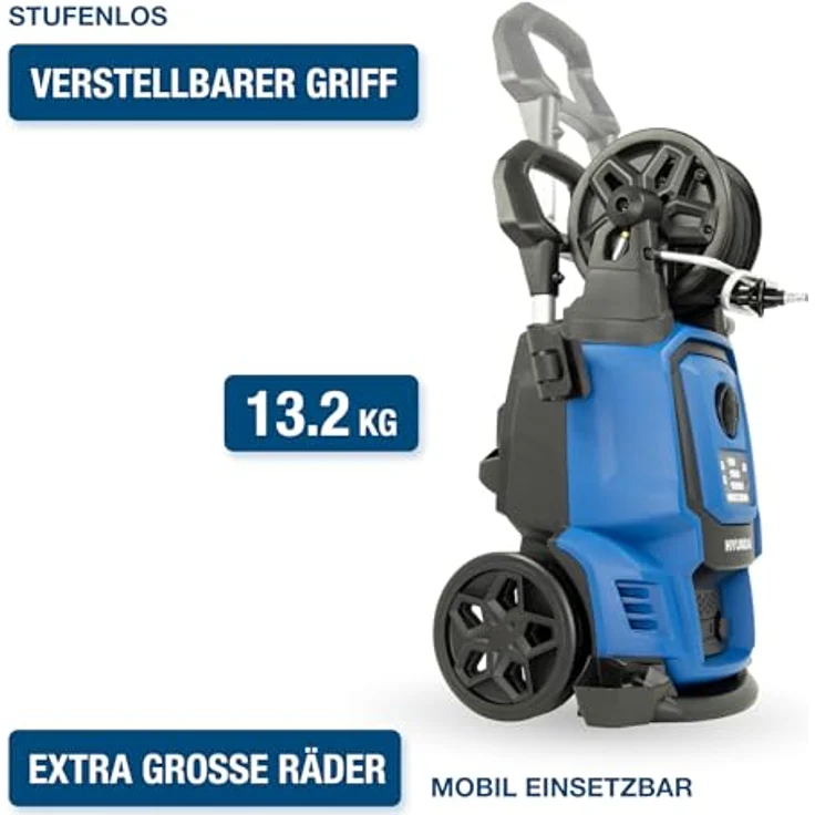 Hyundai Hochdruckreiniger HPW2400CRE, 2400W, max. 195 bar, EL.-Control, 10m Schlauch, rotierende Turbodüse, Seifenflasche – Bild 4