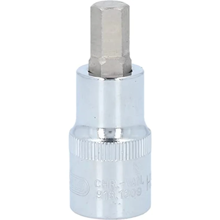 KS Tools Sechskant-Bit CHROMEplus, 1/2" Stecknuss Innensechskant, kurz, 9 mm, hochglanz verchromt, mit Kugelfangrille, Chrom-Vanadium – Bild 6