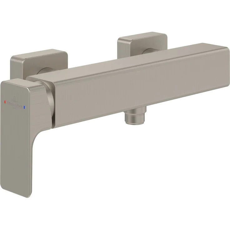 Villeroy & Boch Subway 3.0 Einhebel-Duscharmatur, Wandmontage, Brushed Nickel Matt, 1 Griff, Keramikkartusche
